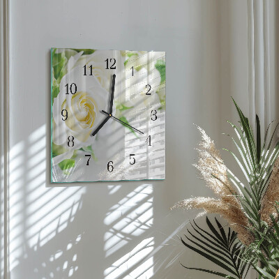 Quadrato orologio in vetro decorativo Rose