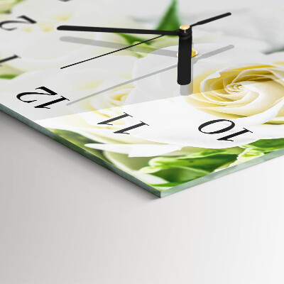 Quadrato orologio in vetro decorativo Rose