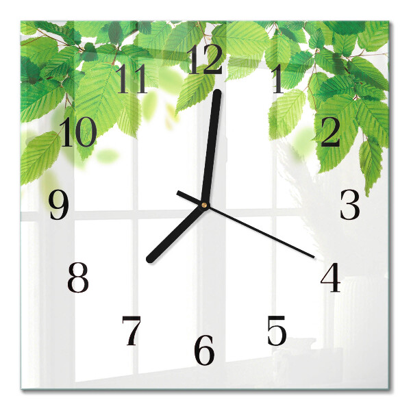 Quadrato orologio in vetro decorativo Foglie