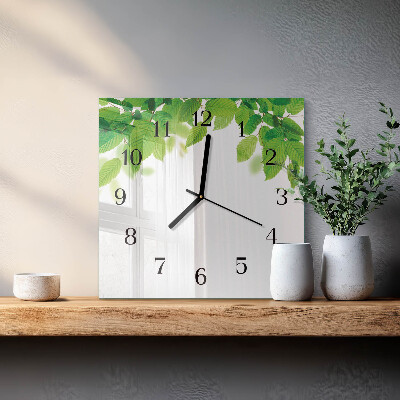 Quadrato orologio in vetro decorativo Foglie