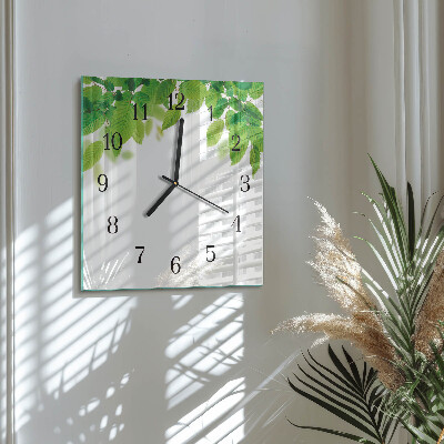 Quadrato orologio in vetro decorativo Foglie
