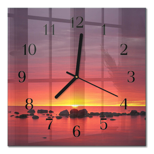 Orologio quadrato in vetro Tramonto