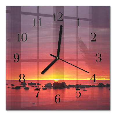 Orologio quadrato in vetro Tramonto