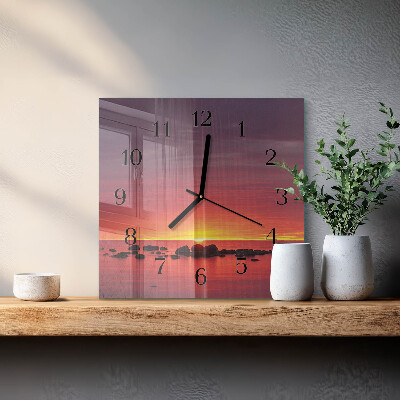 Orologio quadrato in vetro Tramonto