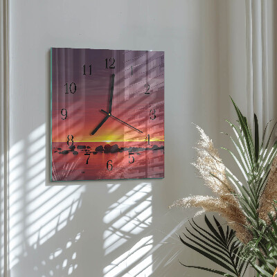 Orologio quadrato in vetro Tramonto