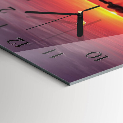 Orologio quadrato in vetro Tramonto