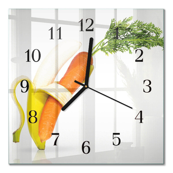 Orologio quadrato in vetro Carote e banane