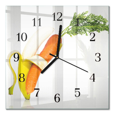 Orologio quadrato in vetro Carote e banane