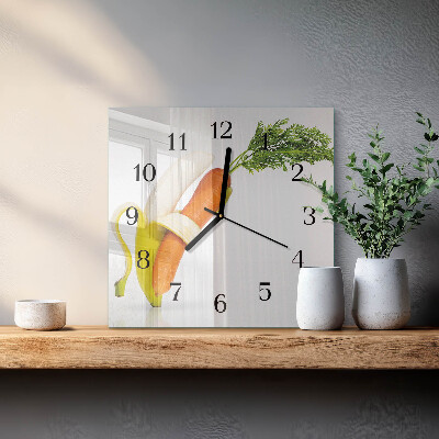 Orologio quadrato in vetro Carote e banane