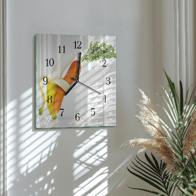 Orologio quadrato in vetro Carote e banane