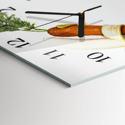 Orologio quadrato in vetro Carote e banane