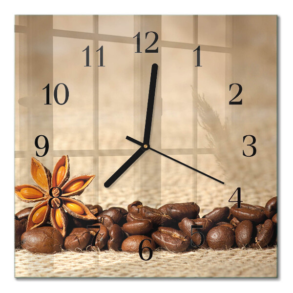 Quadrato orologio in vetro decorativo Chicchi di caffè