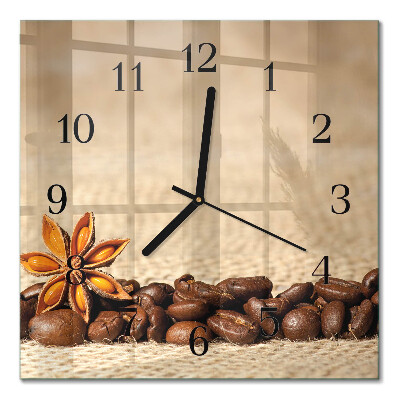 Quadrato orologio in vetro decorativo Chicchi di caffè