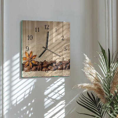 Quadrato orologio in vetro decorativo Chicchi di caffè