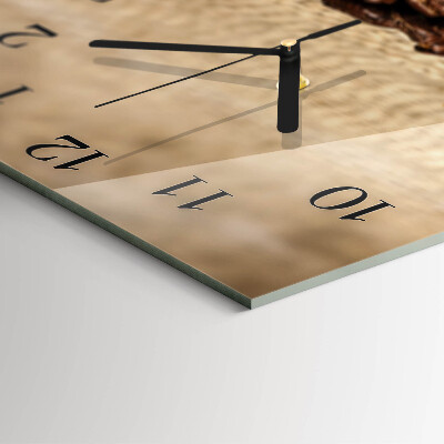 Quadrato orologio in vetro decorativo Chicchi di caffè