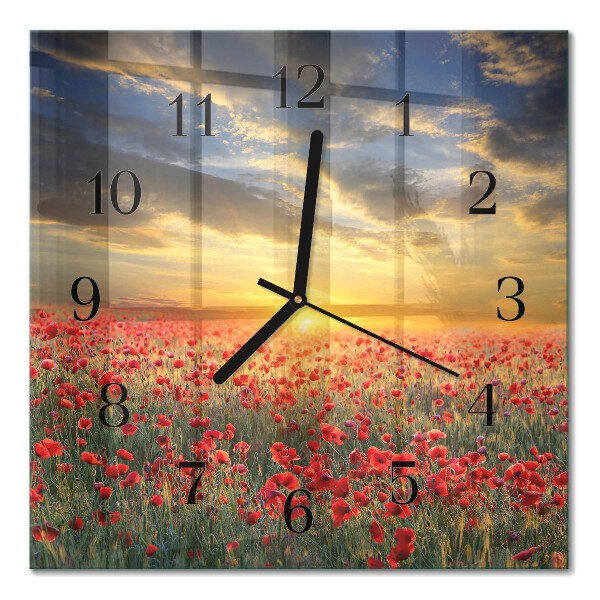 Quadrato orologio da parete Campo di papaveri