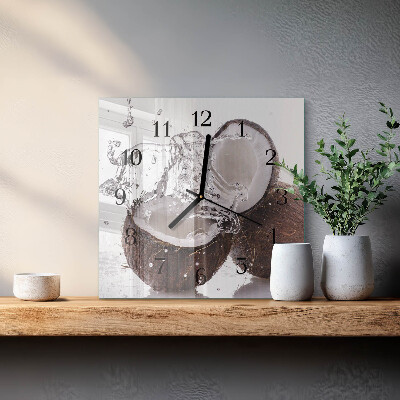 Quadrato orologio da parete Noci di cocco