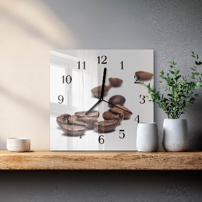 Quadrato orologio da parete Chicchi di caffè