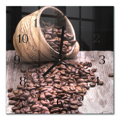 Quadrato orologio in vetro decorativo Chicchi di caffè