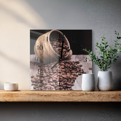 Quadrato orologio in vetro decorativo Chicchi di caffè