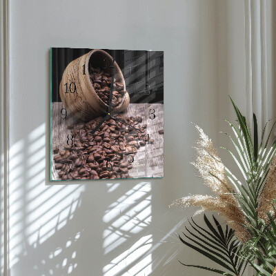 Quadrato orologio in vetro decorativo Chicchi di caffè