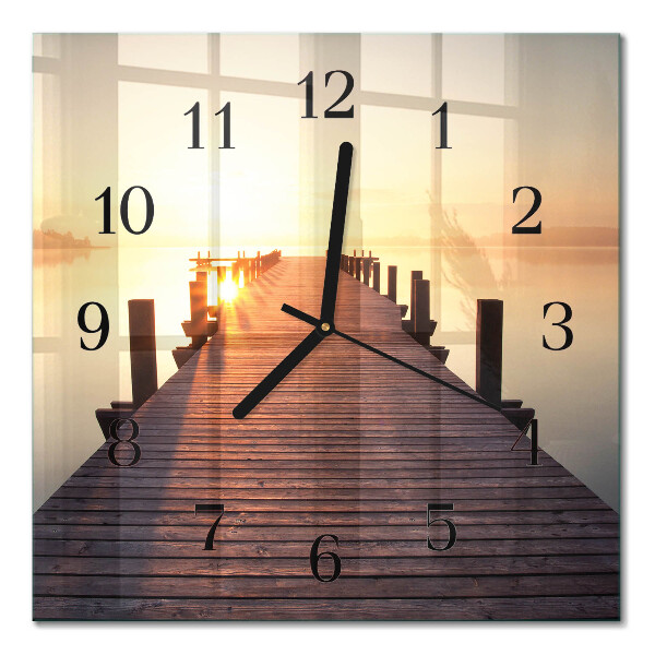 Quadrato orologio in vetro decorativo Ponte sul lago