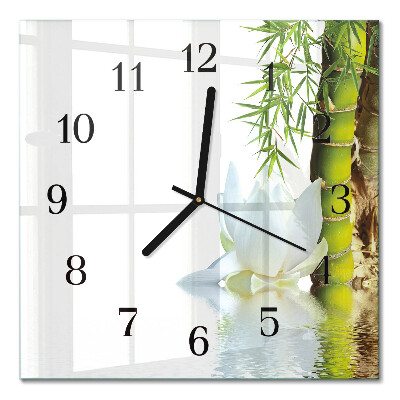 Quadrato orologio in vetro decorativo Bambù