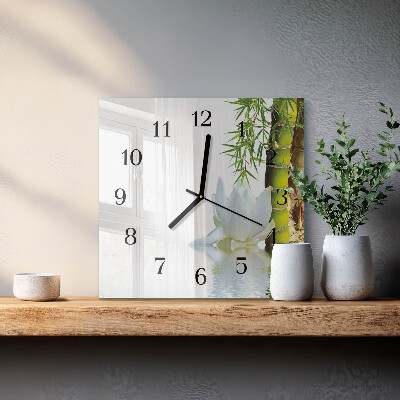 Quadrato orologio in vetro decorativo Bambù