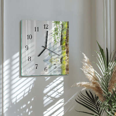 Quadrato orologio in vetro decorativo Bambù