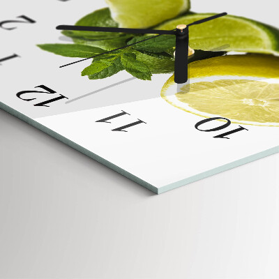 Quadrato orologio in vetro decorativo Menta e lime