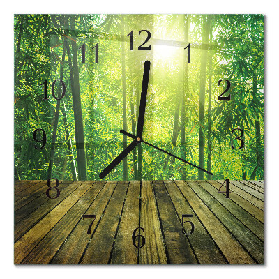 Quadrato orologio in vetro decorativo Bambù