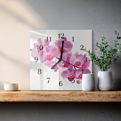 Quadrato orologio da parete Orchidea
