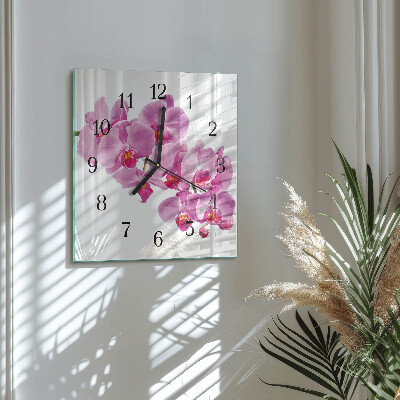 Quadrato orologio da parete Orchidea