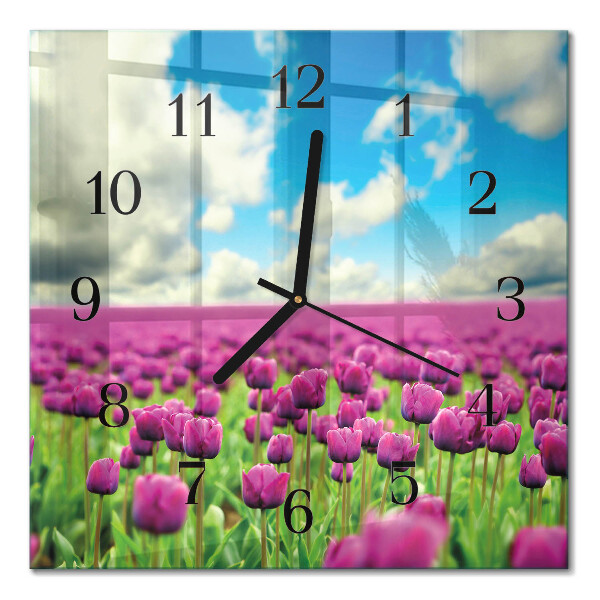 Quadrato orologio da parete Tulipani