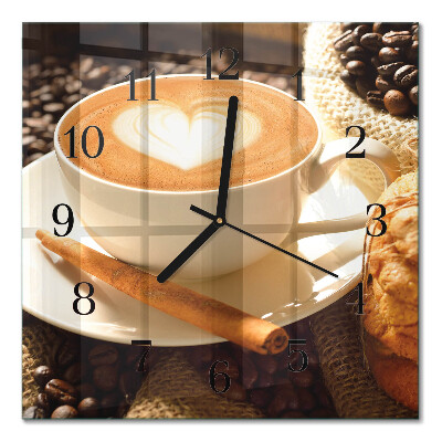 Quadrato orologio in vetro decorativo Cuore di caffè