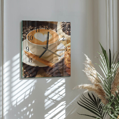 Quadrato orologio in vetro decorativo Cuore di caffè