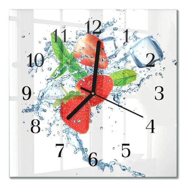 Quadrato orologio in vetro decorativo Fragole