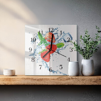 Quadrato orologio in vetro decorativo Fragole