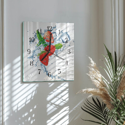 Quadrato orologio in vetro decorativo Fragole