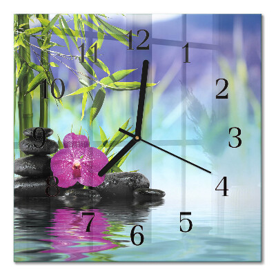 Quadrato orologio da parete Piscina Orchidea