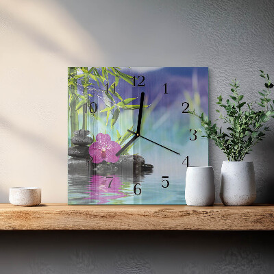 Quadrato orologio da parete Piscina Orchidea