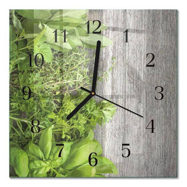 Quadrato orologio in vetro decorativo Erbe