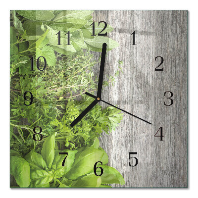 Quadrato orologio in vetro decorativo Erbe