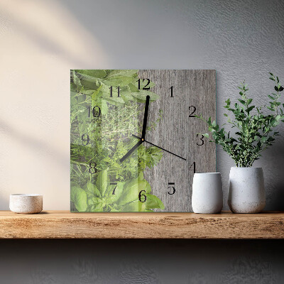Quadrato orologio in vetro decorativo Erbe
