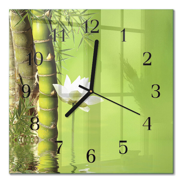 Quadrato orologio in vetro decorativo Bambù