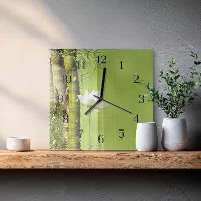 Quadrato orologio in vetro decorativo Bambù
