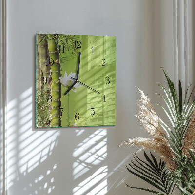 Quadrato orologio in vetro decorativo Bambù