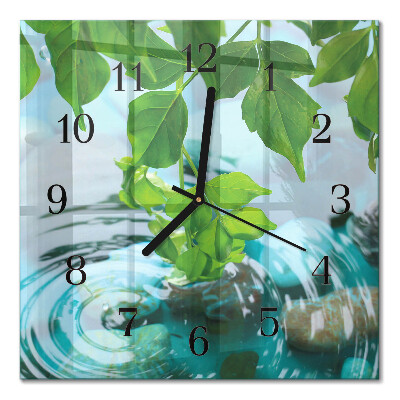 Quadrato orologio da parete Foglie