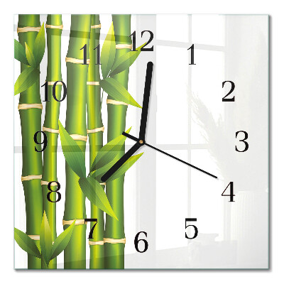 Quadrato orologio in vetro decorativo Bambù