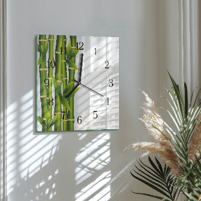 Quadrato orologio in vetro decorativo Bambù